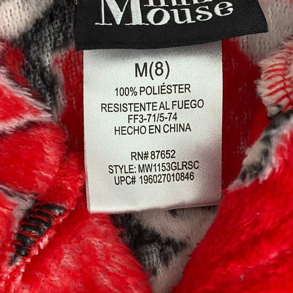 DISNEY MINNIE MOUSE Girls Size Medium (8) Hooded Robe White Red Black Fuzzy Soft - Picture 5 of 8